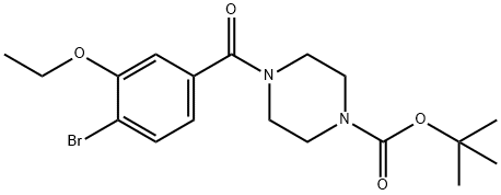 1-Piperazinecarboxylic acid, 4-(4-bromo-3-ethoxybenzoyl)-, 1,1-dimethylethyl ester Struktur