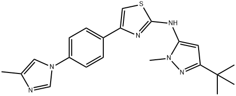 N-(3-tert-butyl-1-Methyl-1H-pyrazol-5-yl)-4-(4-(4-Methyl-1H-iMidazol-1-yl)phenyl)thiazol-2-aMine 结构式