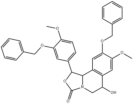 3H-Oxazolo[4,3-a]isoquinolin-3-one,  1,5,6,10b-tetrahydro-6-hydroxy-8-methoxy-1-[4-methoxy-3-(phenylmethoxy)phenyl]-9-(phenylmethoxy)-,135574-27-5,结构式