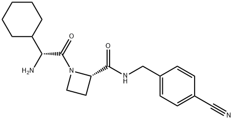 1-((2R)-2-Amino-2-cyclohexylacetyl)-N-(4’-cyanobenzyl)-2-L-azetidinecarboxamide
 Struktur