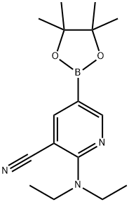 2-(Diethylamino)-5-(4,4,5,5-tetramethyl-1,3,2-dioxaborolan-2-yl)nicotinonitrile 化学構造式