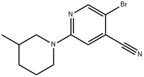 5-broMo-2-(3-Methylpiperidin-1-yl)isonicotinonitrile Structure