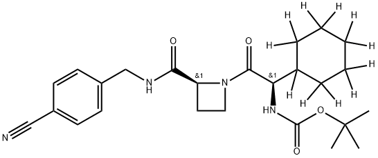 1-[(2R)-N’-Boc-2-amino-2-cyclohexylacetyl]-N-(4’-cyanobenzyl)-2-L-azetidinecarboxamide-d11,1356352-32-3,结构式