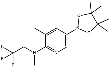 N,3-diMethyl-5-(4,4,5,5-tetraMethyl-1,3,2-dioxaborolan-2-yl)-N-(2,2,2-trifluoroethyl)pyridin-2-aMine 结构式