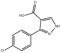 3-(4-クロロフェニル)-1H-ピラゾール-4-カルボン酸 化学構造式