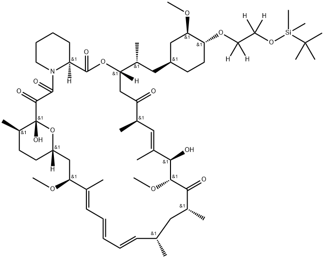 42-O-tert-Butyldimethylsilyloxyethyl-d4 Rapamycin,1356839-88-7,结构式