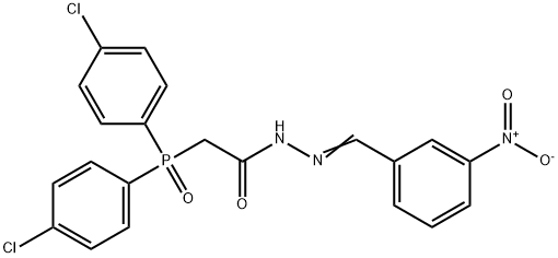 2-bis(4-chlorophenyl)phosphoryl-N-[(3-nitrophenyl)methylideneamino]ace tamide Struktur