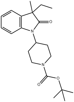 4-(3-乙基-3-甲基-2-氧代吲哚啉-1-基)哌啶-1-羧酸叔丁酯, 1358667-45-4, 结构式