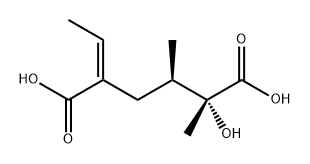 (2R,3R,Z)-5-エチリデン-2-ヒドロキシ-2,3-ジメチルヘキサン二酸 化学構造式