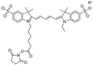 CYANINE 5 MONOFUNCTIONAL HEXANOIC ACID DYE, SUCCINIMIDYL ESTER, POTASSIUM SALT Structure