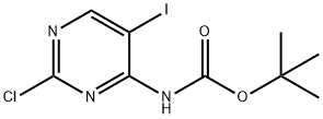 2-氯-5-碘嘧啶-4-基氨基甲酸叔丁酯,1359655-47-2,结构式