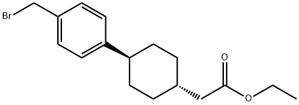 Cyclohexaneacetic acid, 4-[4-(broMoMethyl)phenyl]-, ethyl ester, trans- Struktur