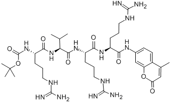 Boc-L-Arg-L-Val-L-Arg-L-Arg-(4-メチルクマリン-7-イル)NH2 化学構造式