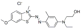 2-[4-[N-Ethyl-N-(2-hydroxyethyl)amino]-2-methylphenylazo]-6-methoxy-3-methylbenzothiazolium chloride Struktur