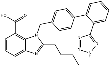 2-butyl-3-[[4-[2-(2H-tetrazol-5-yl)phenyl]phenyl]methyl]benzoimidazole -4-carboxylic acid Structure