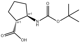 (1R,2R)-REL-2-[[(1,1-二甲基乙氧基)羰基]氨基]-环戊烷羧酸, 136315-71-4, 结构式