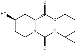 (2R,4R)-Ethyl 1-Boc-4-hydroxypiperidine-2-carboxylate 化学構造式