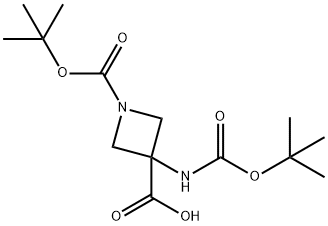 1-[(tert-butoxy)carbonyl]-3-{[(tert-butoxy)carbonyl]amino}azetidine-3-carboxylic acid Struktur