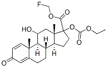 fluoromethyl 17-ethoxycarbonyloxy-11-hydroxyandrosta-1,4-dien-3-one-17-carboxylate Struktur