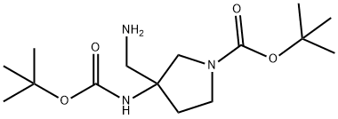 tert-butyl 3-(aMinoMethyl)-3-(tert-butoxycarbonylaMino)pyrrolidine-1-carboxylate Structure