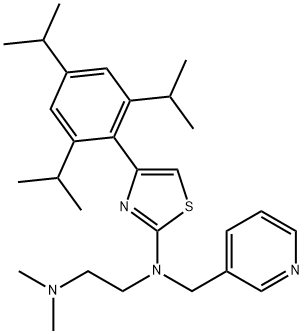 N-(2-ジメチルアミノエチル)-N-(3-ピリジルメチル)-4-(2,4,6-トリイソプロピルフェニル)チアゾール-2-アミン 化学構造式