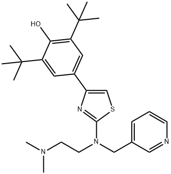 4-(2-((2-(Dimethylamino)ethyl)-(3-pyridinylmethyl)amino)-4-thiazolyl)- 2,6-bis(1,1-dimethylethyl)phenol 化学構造式