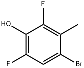4-ブロモ-2,6-ジフルオロ-3-メチルフェノール 化学構造式