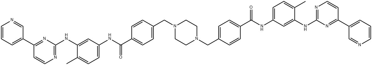 1,4-Bis-[4-[4-Methyl-3-[[4-(pyridin-3-yl)pyriMidin-2-yl]aMino]phenyl]carbaMoyl]benzylpiperazine 化学構造式