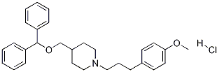 4-[(Diphenylmethoxy)methyl]-1-[3-(4-methoxyphenyl)propyl]-piperidinehydrochloride Struktur