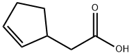 2-シクロペンテン-1-酢酸 化学構造式