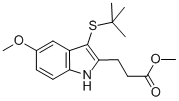 3-(叔丁硫基)-5-甲氧基-ALPHA,ALPHA-二甲基-1H-吲哚-2-丙酸甲酯, 136694-54-7, 结构式