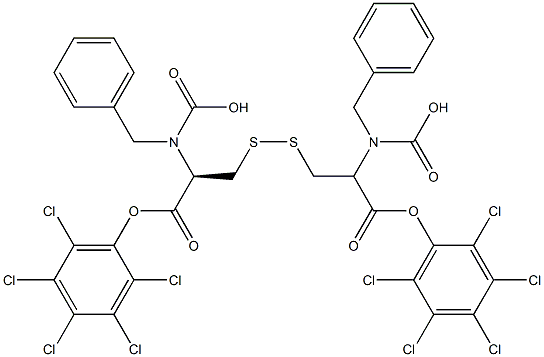 N,N'-Bis[(benzyloxy)carbonyl]-L-cystine bis(2,3,4,5,6-pentachlorophenyl) ester Struktur