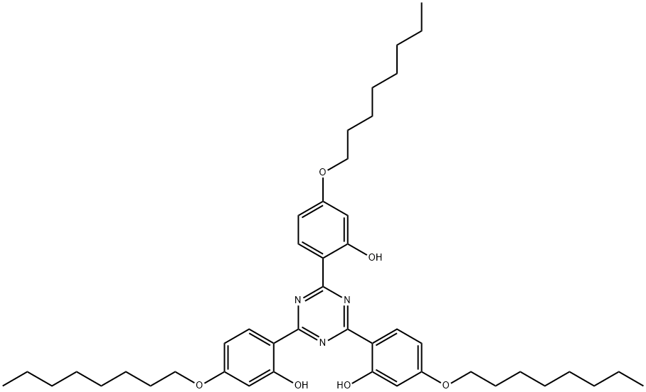 2,2',2''-(1,3,5-トリアジン-2,4,6-トリイル)トリス[5-(オクチルオキシ)フェノール] 化学構造式