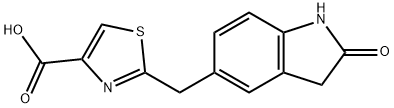 2-[(2,3-Dihydro-2-oxo-1H-indol-5-yl)Methyl]-4-thiazolecarboxylic Acid, 1368872-95-0, 结构式