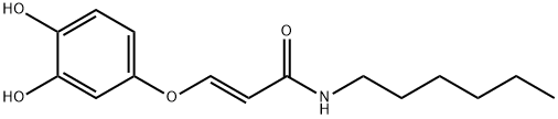 (E)-3-(3,4-Dihydroxyphenoxy)-N-hexylpropenamide Struktur