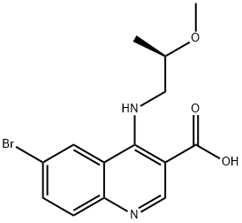 (R)-6-bromo-4-(2-methoxypropylamino)quinoline-3-carboxylic acid 结构式