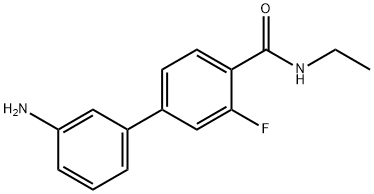 4-(3-アミノフェニル)-N-エチル-2-フルオロベンズアミド 化学構造式
