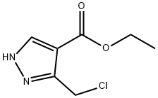 1H-ピラゾール-4-カルボン酸, 3-(クロロメチル)-, エチルエステル 化学構造式