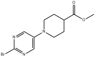 Piperidine-4-carboxylic acid, 1-(2-broMopyriMidin-5-yl)-, Methyl ester 结构式