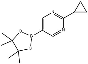 2-环丙基-5-(4,4,5,5-四甲基-1,3,2-二氧硼杂环戊烷-2-基)嘧啶, 1375301-91-9, 结构式