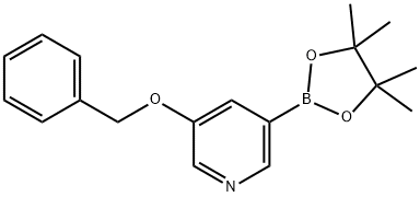3-(ベンジルオキシ)-5-(4,4,5,5-テトラメチル-1,3,2-ジオキサボロラン-2-イル)ピリジン 化学構造式
