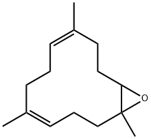 1,5,9-三甲基-13-氧杂二环[10.1.0]-十三烷基-4,8-二烯,13786-79-3,结构式