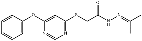 ((6-Phenoxy-4-pyrimidinyl)thio)acetic acid (1-methylethylidene)hydrazide 结构式