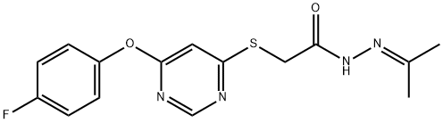 ((6-(4-Fluorophenoxy)-4-pyrimidinyl)thio)acetic acid (1-methylethylidene)hydrazide Struktur