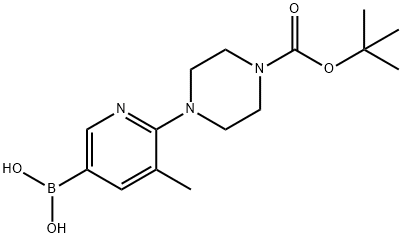(6-(4-(TERT-ブチルトキシカルボニル)ピペラジン-1-イル)-5-メチルピリジン-3-イル)ボロン酸 化学構造式