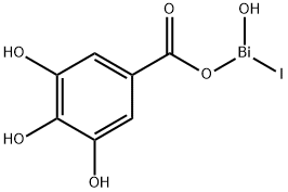 ヒドロキシヨード[(3,4,5-トリヒドロキシベンゾイル)オキシ]ビスムチン 化学構造式