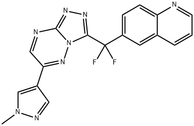 6-(difluoro(6-(1-Methyl-1H-pyrazol-4-yl)-[1,2,4]triazolo[4,3-b][1,2,4]triazin-3-yl)Methyl)quinoline 化学構造式