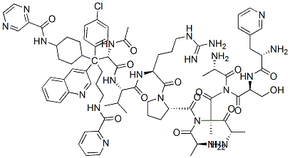 N-acetyl-3-(3-quinolyl)alanyl-3-(4-chlorophenyl)alanyl-3-(3-pyridyl)alanyl-seryl-3-(4-pyrazinylcarbonylaminocyclohexyl)alanyl-N(epsilon)picolinoyllysyl-valyl-arginyl-prolyl-alaninamide,138111-67-8,结构式