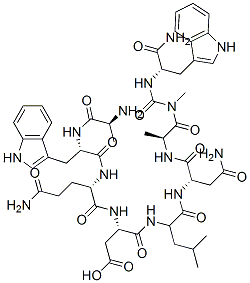 138168-63-5 (3S)-3-[[(2S)-2-[[(2S)-2-[[(2S)-2-aminopropanoyl]amino]-3-(1H-indol-3- yl)propanoyl]amino]-4-carbamoyl-butanoyl]amino]-3-[[(1S)-1-[[(1S)-2-ca rbamoyl-1-[[(1S)-1-[[(1S)-1-carbamoyl-2-(1H-indol-3-yl)ethyl]carbamoyl methylcarbamoyl]ethyl]carbamoyl]ethyl]carbamoyl]-3-methyl-butyl]carbam oyl]propanoic acid