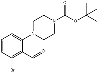 2-ブロモ-6-(4-BOC-ピペラジノ)ベンズアルデヒド 化学構造式